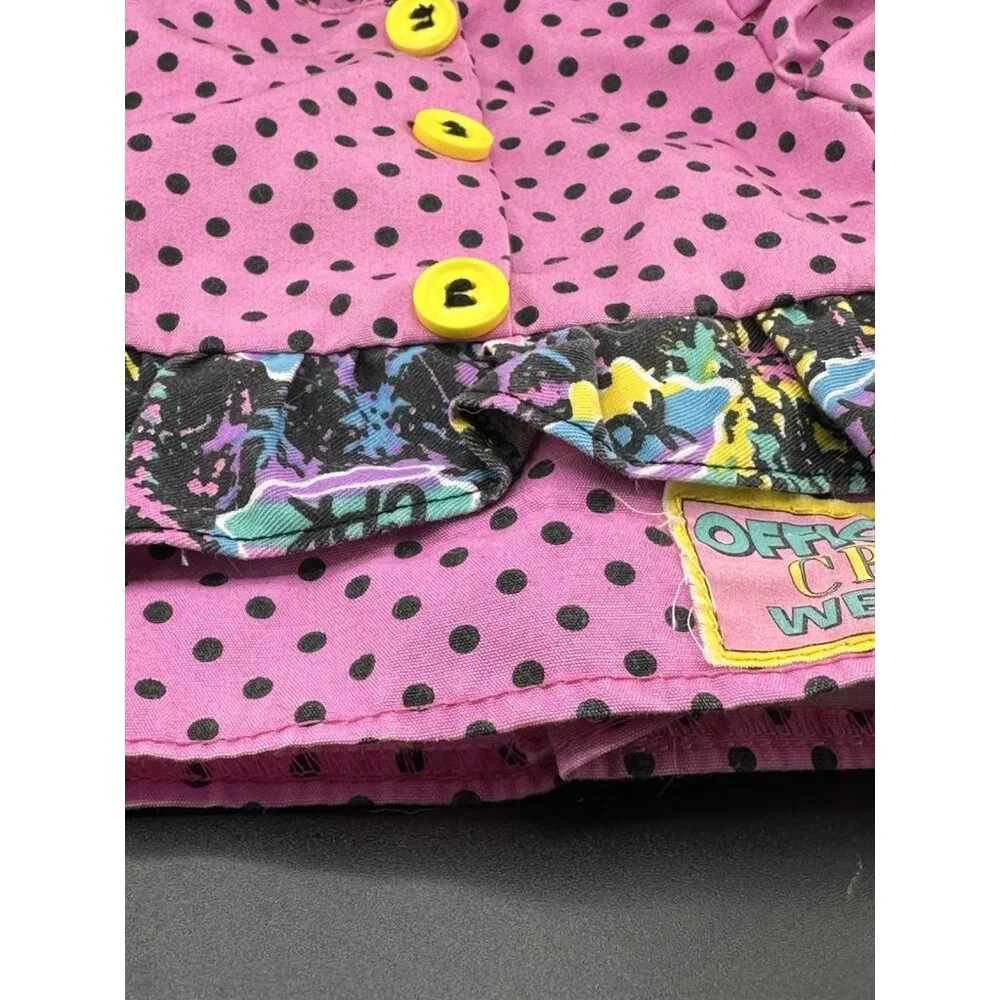Vtg Cabbage Patch Kids Doll Designer Line Pink Polka‎ Dot Dress Transitional